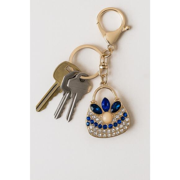 Modern Expressions Accessories - Modern Expressions Purse Bag Keychain Blue Rhinestone Bling Handbag Charm